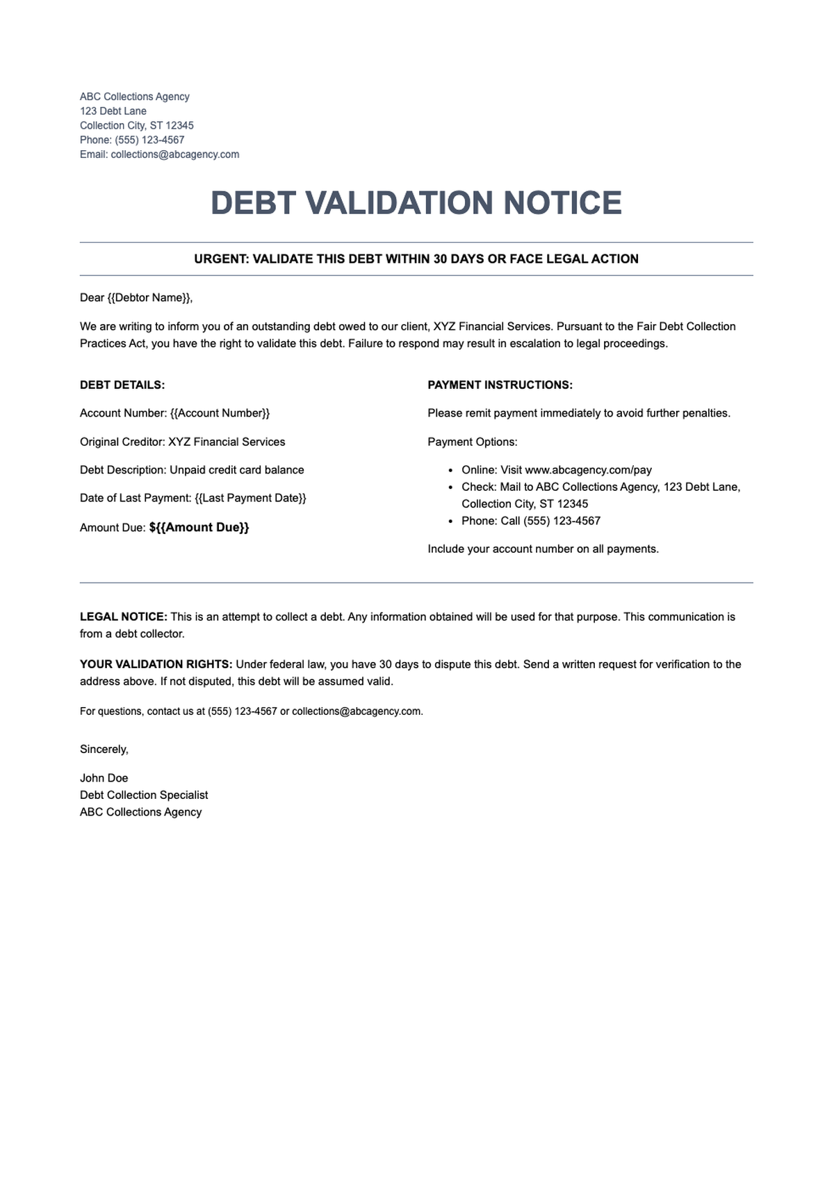 Urgent debt collection letter with payment demand and contact details_variant_2